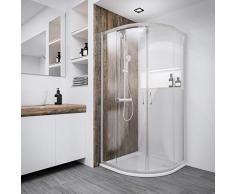 Restposten: Runddusche mit Schiebetüren Oslo, 90 x 90 cm, Höhe, 185 cm, Radius 550 mm, 4 mm Sicherheitsglas (ESG) Klar hell, Alu Grau, Der Renovierungsprofi