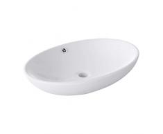 Sogood Brüssel306 Aufsatzwaschbecken aus Keramik, weiß, inkl. Nano-Versiegelung