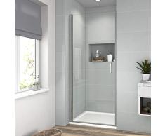 EMKE 90cm Pendeltür Duschtür Duschkabine Nische Schwingtür Rahmenlos Duschabtrennung 6mm ESG Sicherheitsglas mit NANO Beschichtung Höhe: 195cm