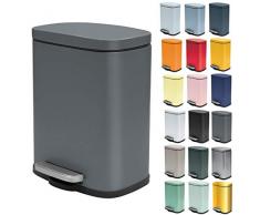 Spirella Kosmetikeimer 5 Liter Edelstahl mit Absenkautomatik und Inneneimer Akira Badezimmer Mülleimer Softclose Abfalleimer grau matt