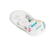Tega Baby ® SET 5-teilig Badewanne Badesitz für Baby, ab 0 Monate mit eingebautem Thermometer - Anti-rutsch, GESCHENK für Neugeborene (allein, Eule - weiß)