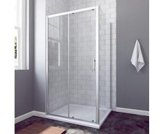 AQUABATOS® Eckeinstieg Duschkabine Eckdusche 110x75 cm | 110 cm Nischenschiebetür Duschabtrennung Duschtür Nischentür Schiebetür Duschwand Glas Dusche mit 75 cm Seitenwand Höhe 185 cm
