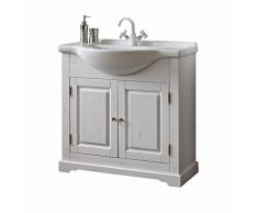 Badmöbel ROMANTIK 85 mit Waschbecken MASSIVHOLZ WEISS verschiedene Kombinationen (komplettes Badmöbel Set)