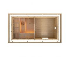 Gartensauna von ISIDOR, Outdoorsauna FAGUS mit Fenster und Vorraum (ohne Harvia BC80 mit Fußboden im Vorraum)