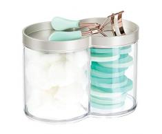 mDesign Aufbewahrungsboxen aus Kunststoff – geeignet als Wattepad Spender und Wattestäbchen Behälter – stapelbar und mit praktischem Deckel – matt und durchsichtig