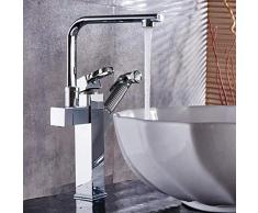 QYCP-Wasserhahn Spültischmischer Mauer Tippen Moderne Nickel Gebürstet/Poliert Kalt Und Warm Wasserhahn Pull Typ Becken Sitzen Chrom Messing Waschbecken Expansion Standbecken Wasserhahn, Poliert