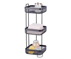 mDesign praktisches Badregal schmal – kleine Badablage mit 3 Körben fürs Badezimmer – elegantes Badezimmer Regal aus rostbeständigem Metall für Shampoo, Seife oder Handtücher – schwarz