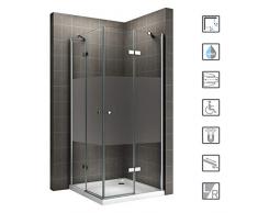 i-flair Duschkabine Eckkabine mit Eckeinstieg aus 6mm Teilsatiniert Mittelsatiniert ESG Sicherheitsglas #19 180cm Hoch ! - alle Größen (100x120 (LinksxRechts))