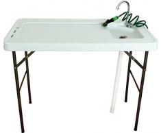 Campingtisch mit Spüle, Wasserhahn und Sprüher, Kunststoff, klappbar Waschtisch Multifunktionswaschtisch Campingspüle