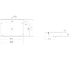 Alape 2219600000 Einbaubecken EB.SR650H rechteckig mit Überlauf, Weiß
