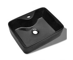 VBChome Waschbecken 49 x 38 Keramik Schwarz FREISTEHENDES Waschtisch Handwaschbecken Aufsatz Waschschale WC