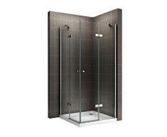 i-flair Duschkabine Eckkabine mit Eckeinstieg aus 6mm ESG Sicherheitsglas #19 auch SPIEGELVERKEHRT MONTIERBAR! (80cm x 80cm ohne Duschwanne)