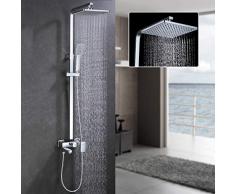 Auralum Duschset Duschkopf-Mischbatterie 3-Funktion Duschsystem mit Brause Wasserhahn Duschköpfe Duscharmatur Brauseset(Einstellbare Duschrohrs 90-130cm)