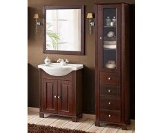 Badmöbel Set RETRO 65 Badmöbel Massivholz Spiegel Waschbeckenunterschrank Waschbecken Hochschrank