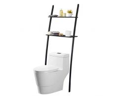 Toilettenregal Waschmaschinenregal platzsparendes Badregal aus Bambus, Bad WC Regal Lagerregal mit 2 Ablagen -173x66x25 cm