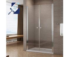 AQUABATOS® 80 cm Duschabtrennung Duschtür Nischentür Pendeltür Duschwand Glas Schwingtür mit Lotus Effekt Nano Beschichtung Höhe 195 cm klar