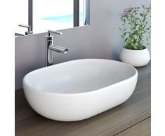 NEG Waschbecken Uno34A (oval) Aufsatz-Waschschale/Waschtisch (weiß) mit schmalem Rand und Nano-Beschichtung