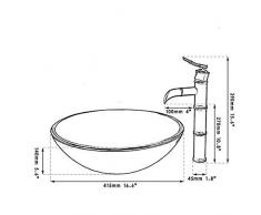 shuip Wasserhahn/Badausstattung Badarmaturen Handbemalte Waschbecken Runde gehärtetes Glas Waschbecken Öl eingerieben Bronze Wasserhahn Waschbecken Set Wasser