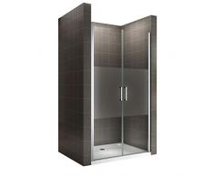 i-flair Duschtür 95x195 cm Verstellbereich von 95-98 cm, Höhe: 195 cm, Duschabtrennung aus 6 mm teilsatiniertem ESG Sicherheitsglas mit Nanobeschichtung und Edelstahlgriffe - Alle Größen NM