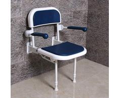 PORU Badehocker Duschhocker Zusammen Klappbar Duschstuhl Wandmontage Mit Arm-Und Riickenlehne Für Schwangere Und Alte