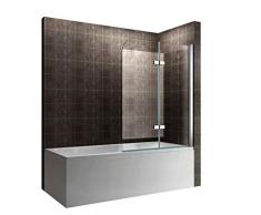 i-flair Badewannenabtrennung 140x140 cm Badewannenaufsatz Faltwand faltbar 2 tlg. Duschabtrennung – alle Größen