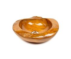 wohnfreuden Holz - Waschbecken 45 cm Teakholz Aufsatzwaschbecken Bad Gäste WC