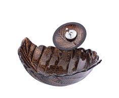 HomeLava Retro Waschbecken Blatt Design Gehärtetem Glas Aufsatzwaschbecken mit Wasserfall Wasserhahn für Bad und Gäste WC