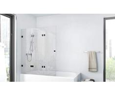 Duschwand Gallery 120 x 140 cm - 3-teilig faltbar - beidseitig montierbar - 4mm starkes Einscheibensicherheitsglas - matt schwarzes Design