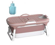 N / A Kinder Tragbare Klappbare Babybadewanne Swimmingpool Große Freistehende Eckbadewanne Badewanne Eimer für Erwachsene/Ältere SPA Erhöhung mit Abdeckung - 120/130 cm (Pink/Blau)