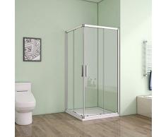 Duschkabine Eckeinstieg 90x90cm Duschabtrennung Dusche Schiebetür Duschwand 5mm ESG Sicherheitsglas Höhe 185cm