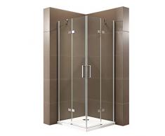 Duschabtrennung mit Drehtür Eckeinstieg Dusche EX809-Kombi Nano Hebe-Senk-Mechanismus 6mm ESG-Sicherheitsglas, Maße Duschkabine:90x90cm, Duschtasse:Ohne Duschtasse