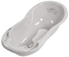 LUPPEE Ergonomische Babywanne 100cm, Badewanne Baby, Baby-Badewanne mit Stöpsel und Anti-Rutsch-Matte, Hund und Katze, Grau