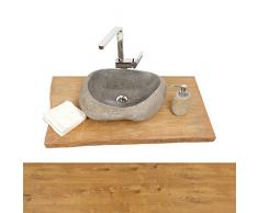 wohnfreuden Teakholz Waschtischplatte für Naturstein Waschbecken ✓ Holz-Platte für Waschbecken ✓ antikes Teakholz ausgetrocknet ✓ Unterbau Gr. L 100 cm