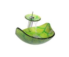 JPOYT-O Blatt-Form-Badezimmer-Glaswaschtisch über Counter-Becken Art Basin Waschbecken