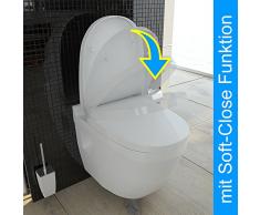 Weiss Wand Hänge WC / Keramik / Tiefspüler / Design WC-Sitz / inkl. Soft-Close Funktion / Bad / Toilette