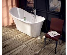 Freistehende Badewanne aus Mineralguss 165 x 76,8 x 80,1 cm weiss Design UNO