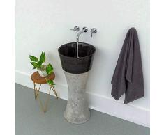 wohnfreuden Marmor Waschtischsäule Slim 91cm Stand-Waschbecken schwarz