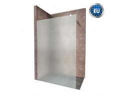 Duschabtrennung Duschwand Walk In Dusche 10mm STARK aus SATINIERTEM ESG Sicherheitsglas mit Edelstahl Wandprofilen #740 (70 x 200cm, Satiniertes Glas)
