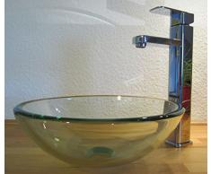 Nero Aufsatz Glas Waschbecken Klarglas 31cm