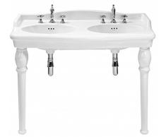 Casa Padrino Jugendstil Stand Waschtisch mit 2 Waschbecken Weiß Barocco - Barock Stil