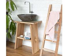wohnfreuden Waschtisch aus Teak-Holz 74 cm hoch - 60 cm lang ✓ geschliffene Oberfläche ✓ ideal für Naturstein Aufsatzbecken ✓ Waschbecken Unterschrank für Gäste WC Bad