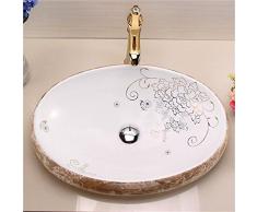 HomeLava Keramik Waschbecken mit Pop up Ablaufgarnitur, 480 x 330 x 140mm (ohne Wasserhahn)