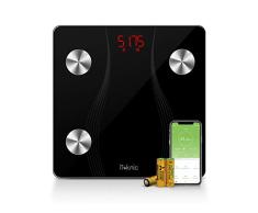 iTeknic Körperfettwaage, digitale Personenwaage mit APP, Bluetooth Körperwaage für iOS & Android, Smart Digitale Waage bis 180kg für Gewicht, Fett, Protein, Wasser, Muskel, Knochen, BMI, BMR usw.