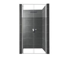 DURASHOWER Nischendrehtür aus ESG Glas 1950 mm x 1350 mm – 1380 mm x 6 mm nanobeschichtet Duschwand Dusche Tür Duschkabine