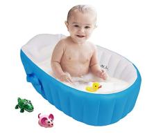 Aufblasbare Baby Badewanne Faltbare Reisedusche für Neugeborene (Blau)