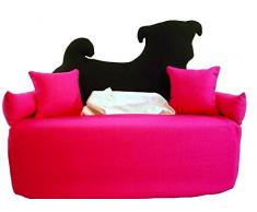 Schwarzer Mops auf pinkem Sofa - Bezug für Kosmetiktuchbox - Handgefertigt