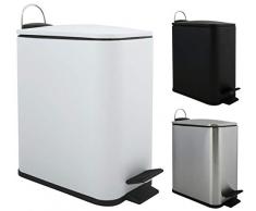 Spirella Kosmetikeimer 5 Liter Edelstahl mit Absenkautomatik und Inneneimer Erik Badezimmer Mülleimer Softclose Abfalleimer weiß