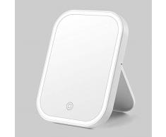 Kasimir Kosmetikspiegel mit Licht Schminkspiegel mit LED Beleuchtung Make Up led Reise Spiegel - USB-Aufladung Touch-Screen - Rechteck, Weiß