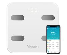 Vigorun Körperfettwaage Körperanalysewaagen Digitale Personenwaage Bluetooth mit App und 17 Körperdaten, Körperwaagen für Körperfett, Gewicht, Muskelmasse, BMI, BMR usw./ bis 180kg