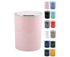 MSV Bad Serie Aspen Design Kosmetikeimer Bad Treteimer Schwingdeckeleimer Abfallbehälter mit Schwingdeckel 6 Liter (ØxH): ca. 18,5 x 26 cm Pastell Rosa